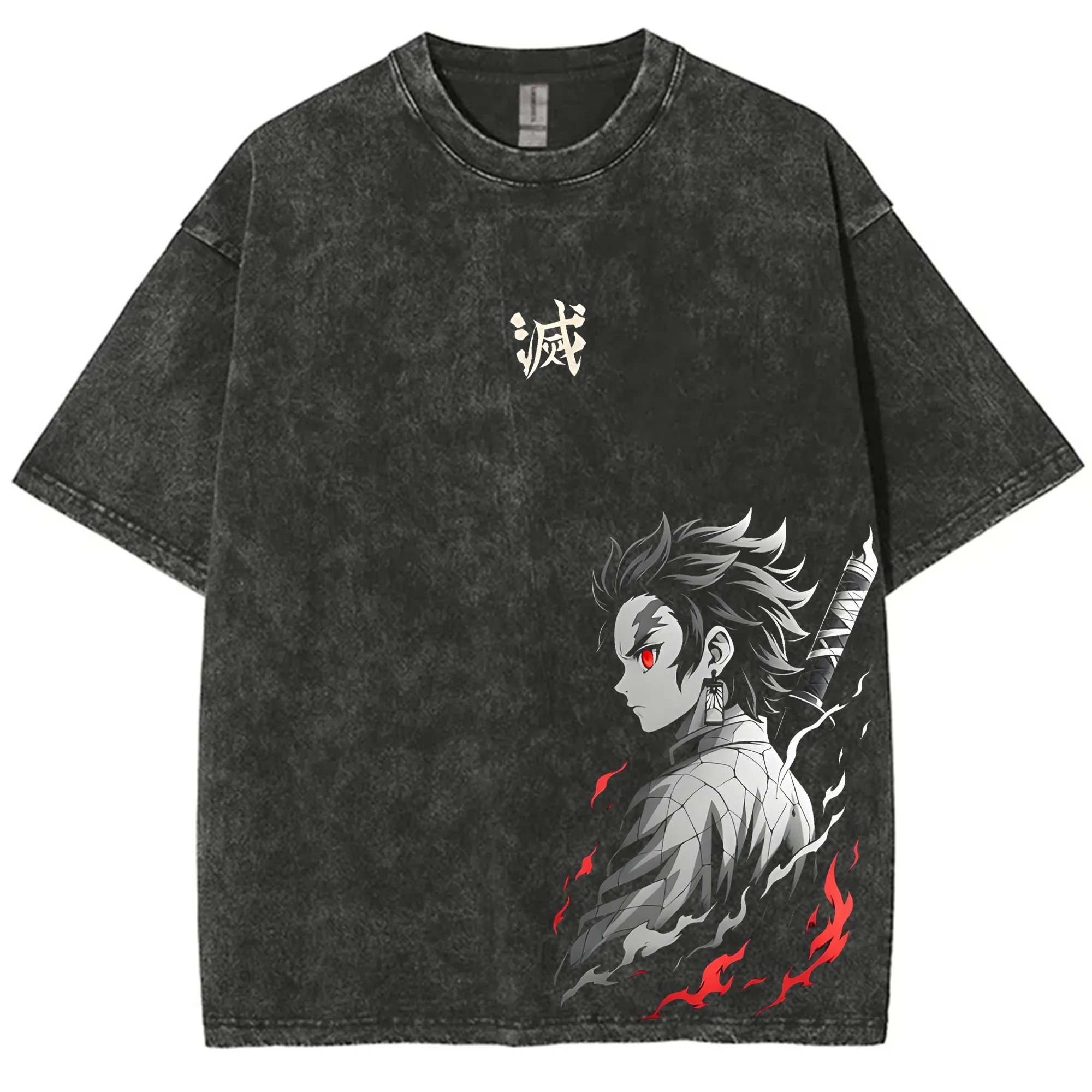 Anime Merchandise For Women - Streetwear iblis avcısı Vintage yıkanmış grafik