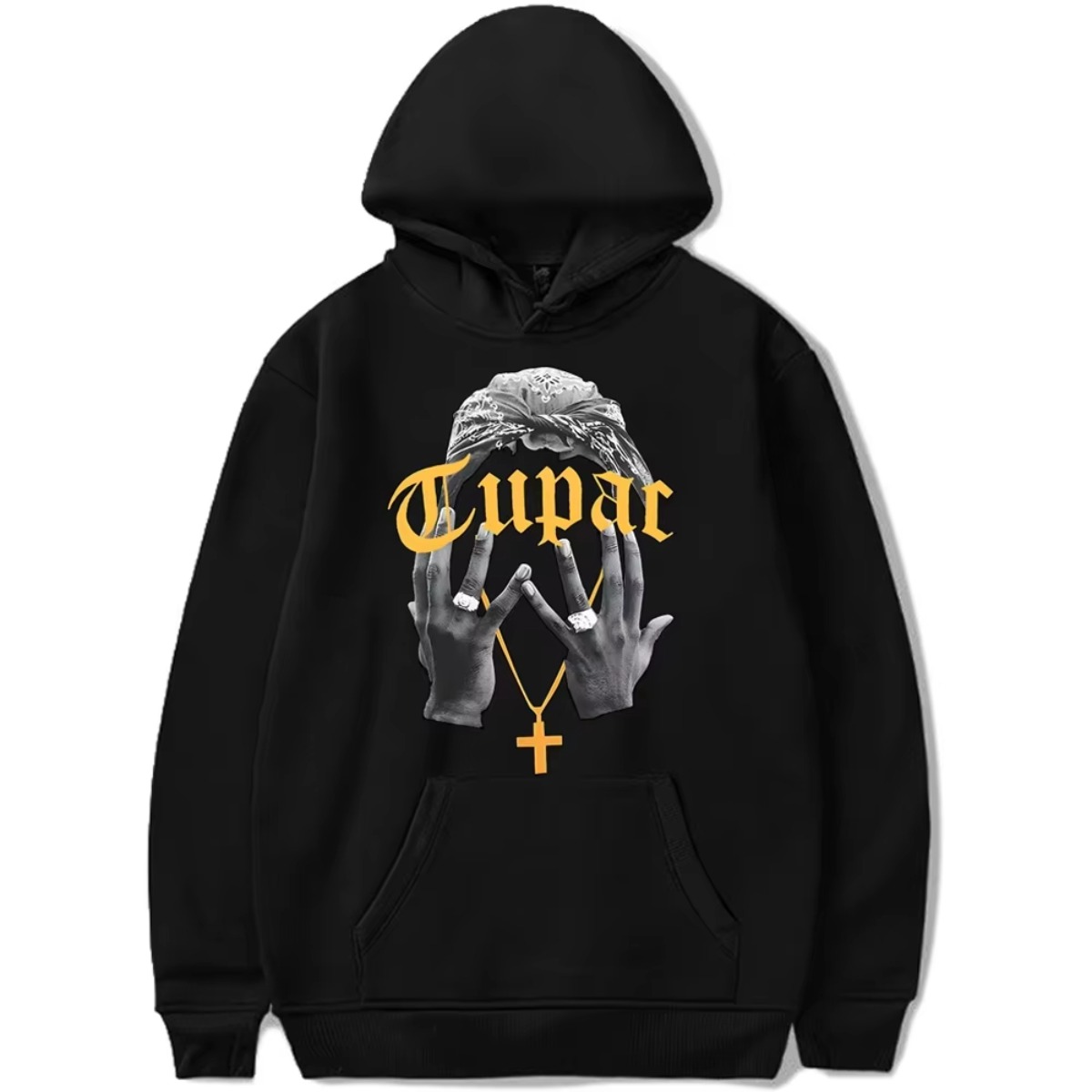 Anime Merchandise Shop - Erkek Vintage Alfabe Rahat Siyah Kapüşonlu