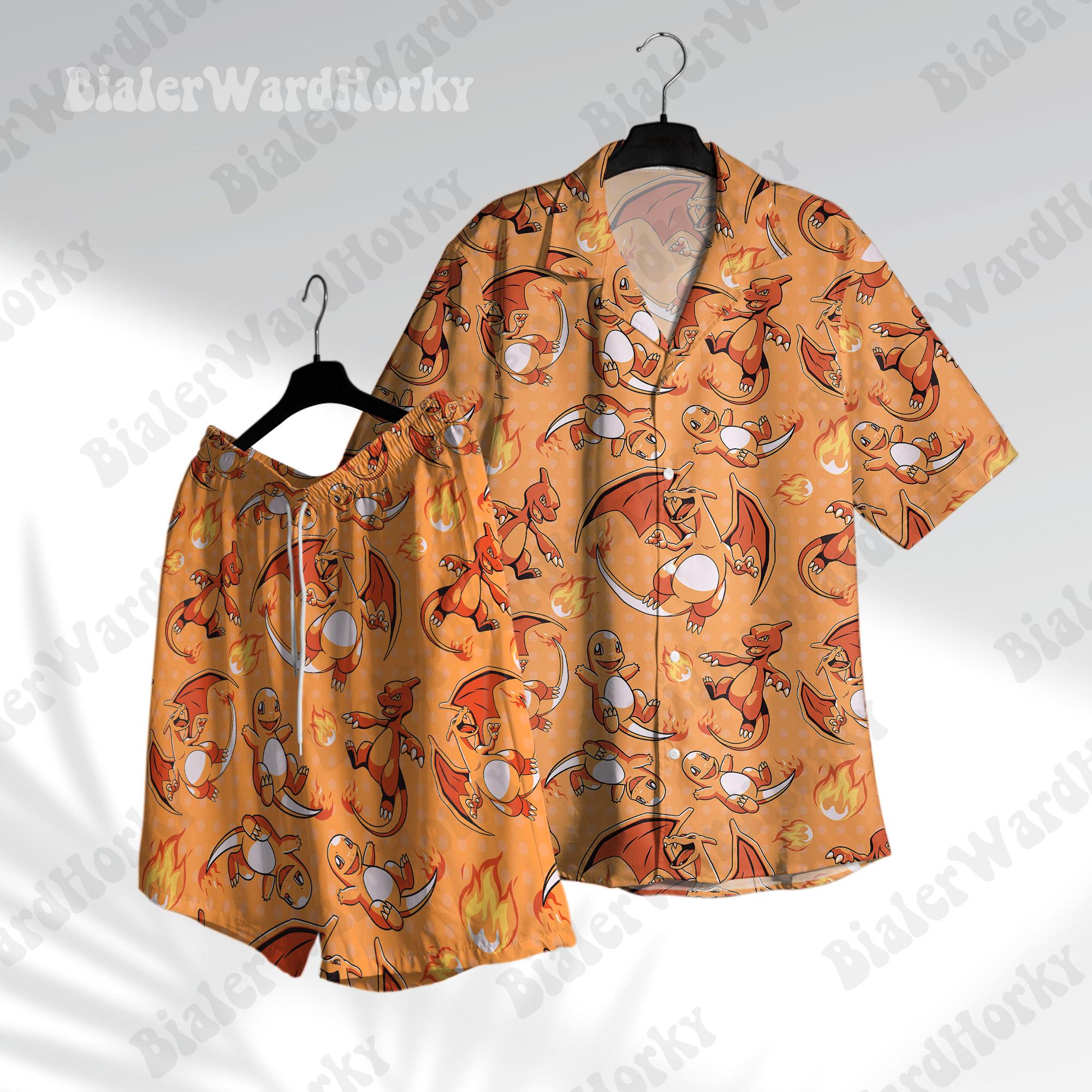 Anime Merchandise For Women - Pokémon Charizard Hawaii Gömlek Charmeleon Anime